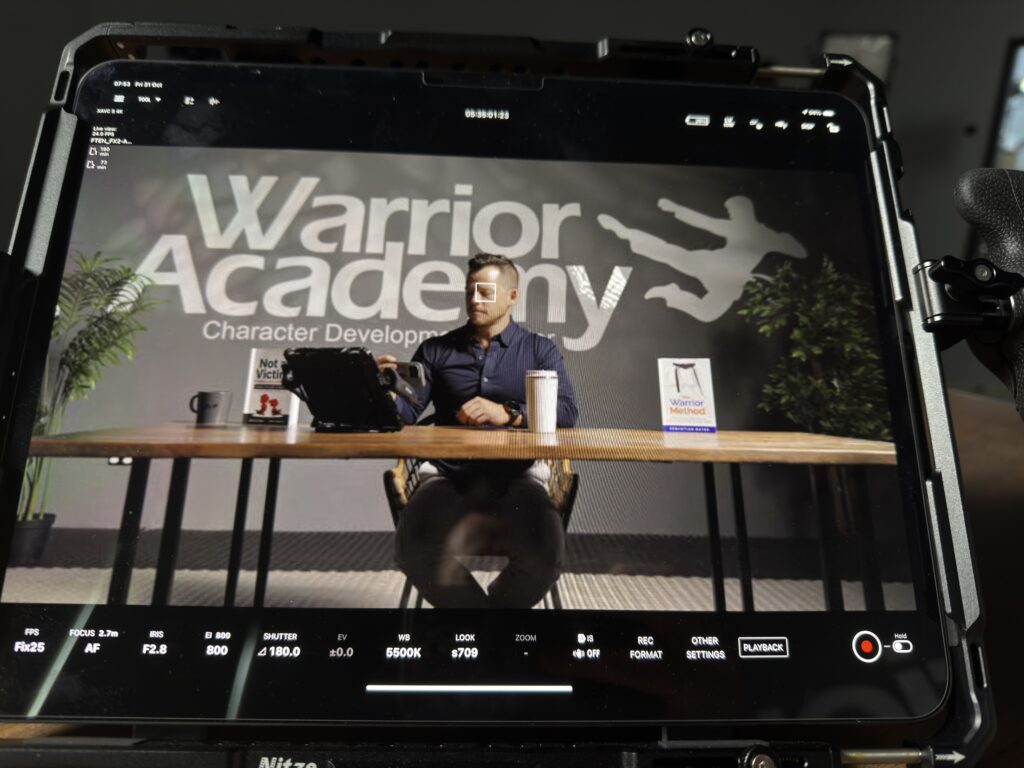 Sebastian Bates filming behind the scenes at The Warrior Academy