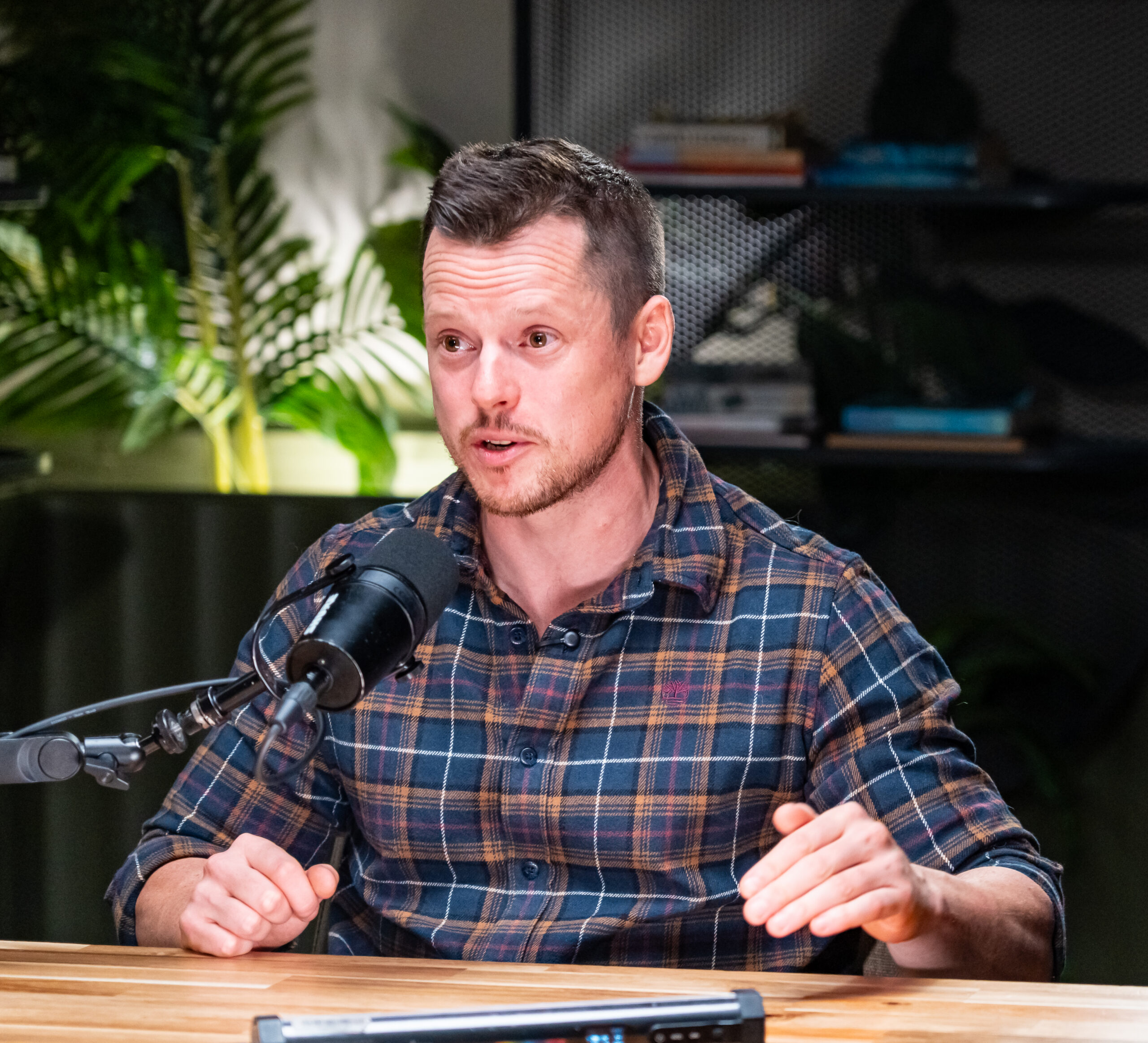 Sebastian Bates speaking on a podcast