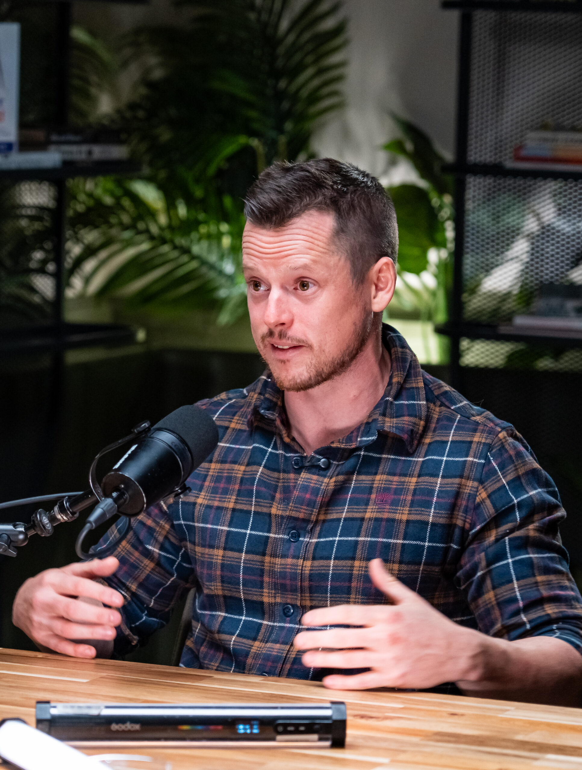 Sebastian Bates speaking on a podcast